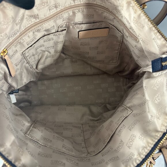 Michael Michael Kors Navy Blue Leather Medium Jet SEt Top Zip Tote - Picture 11 of 14